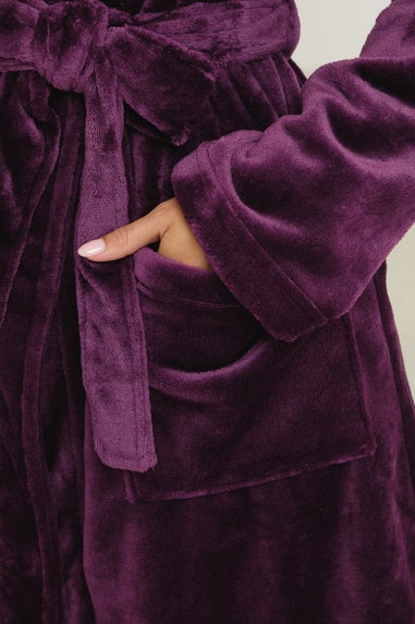 PixieGirl Petite Burgundy Red Super Luxe Hooded Dressing Gown