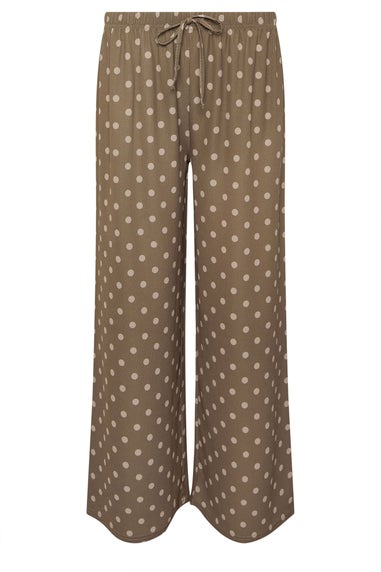 PixieGirl Petite Brown Spot Crepe Wide Leg Trousers