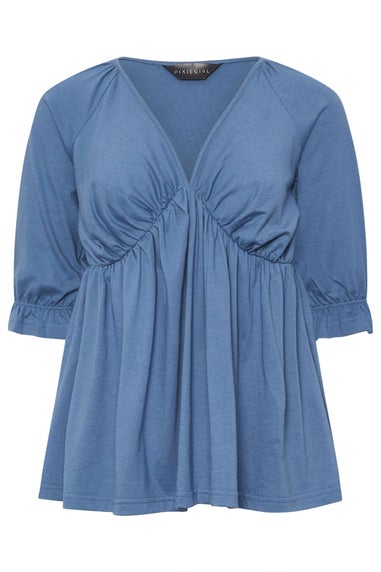 PixieGirl Petite Blue Cotton Smock Top