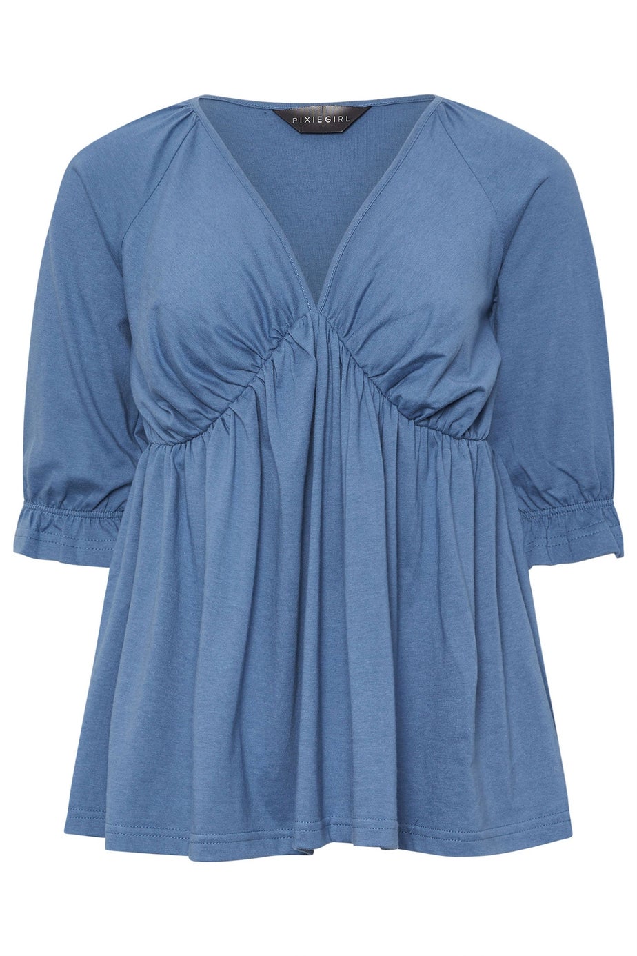 PixieGirl Petite Blue Cotton Smock Top