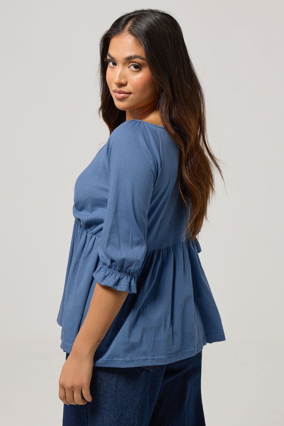 PixieGirl Petite Blue Cotton Smock Top