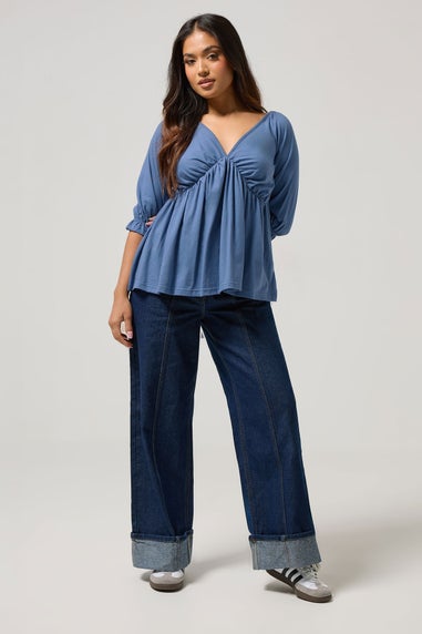 PixieGirl Petite Blue Cotton Smock Top