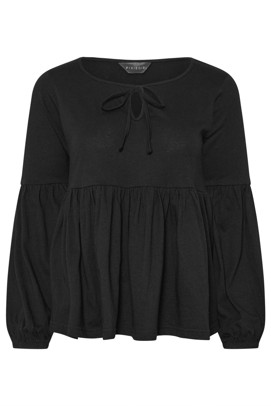 PixieGirl Petite Black Tie Front Smock Top