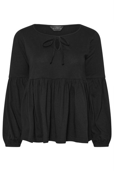 PixieGirl Petite Black Tie Front Smock Top