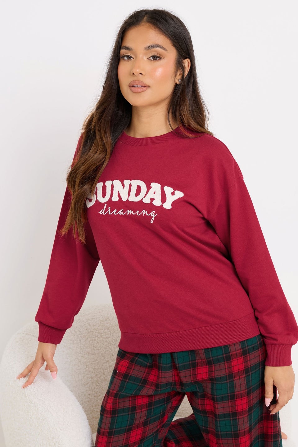 PixieGirl Petite Red 'Sunday Dreaming' Slogan Lounge Top