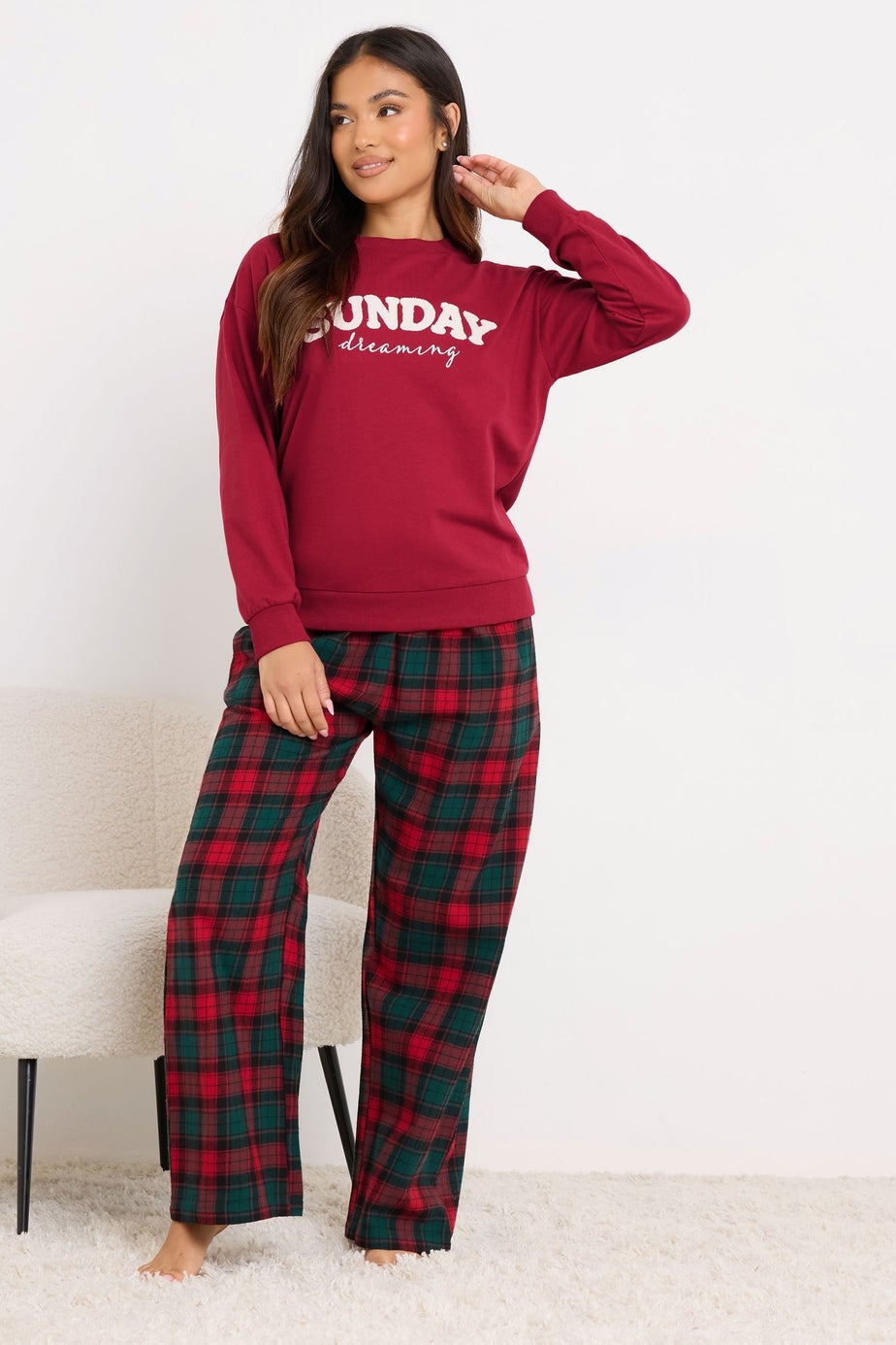 PixieGirl Petite Red 'Sunday Dreaming' Slogan Lounge Top
