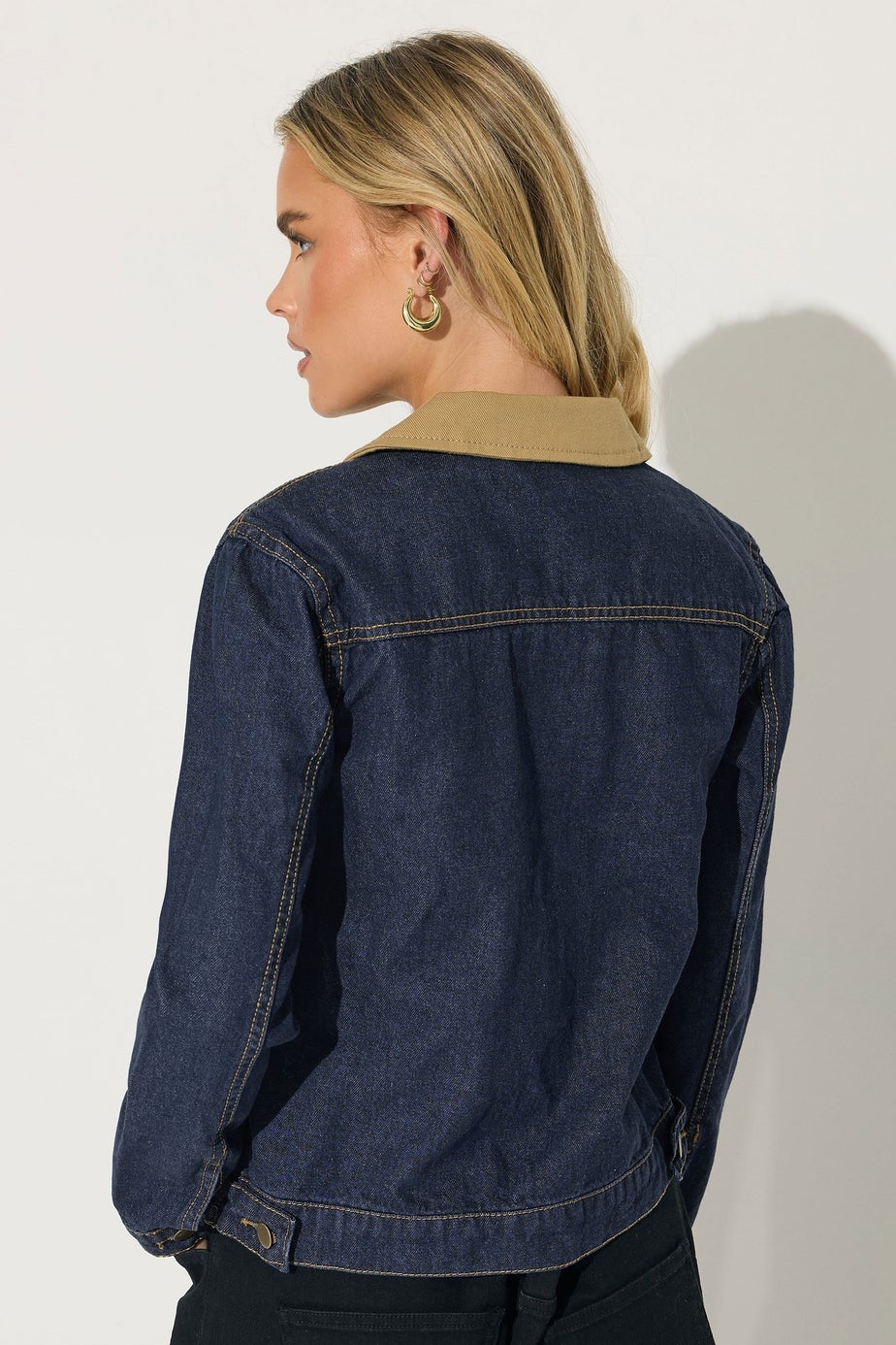 PixieGirl Petite Indigo Blue Contrast Collar Trucker Jacket