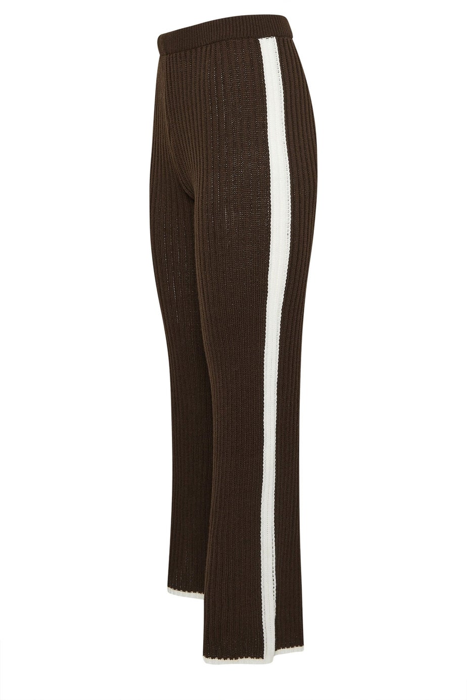 PixieGirl Petite Chocolate Brown Knitted Side Stripe Trousers