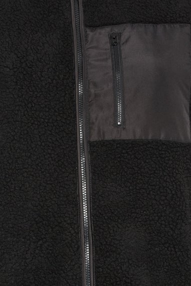 Yours Curve Black Pocket Teddy Fleece Jacket