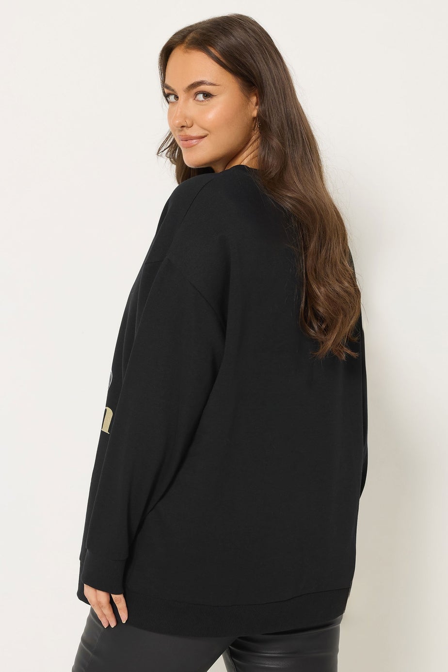 Yours Curve Black 'Fizz The Season' Glitter Christmas Novelty Sweatshirt