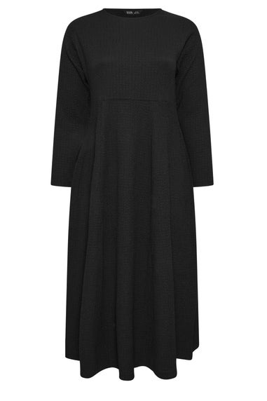 Yours Curve Black Textured Flared Maxi Dress