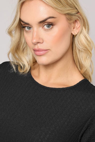 Yours Curve Black Textured Flared Maxi Dress