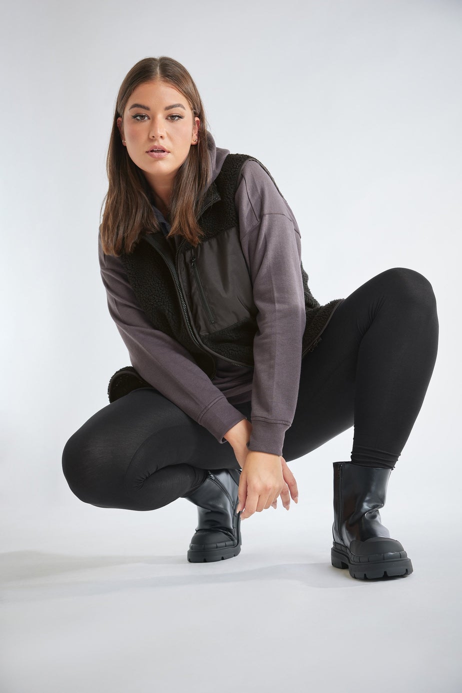 Yours Curve Black Teddy Fleece Pocket Gilet