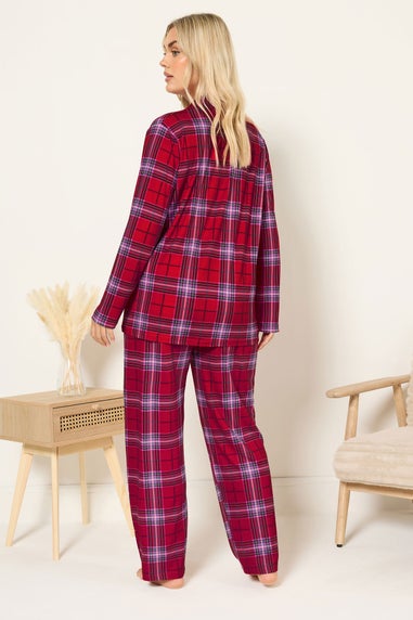 Yours Curve Red Check Soft Touch Pyjama Set