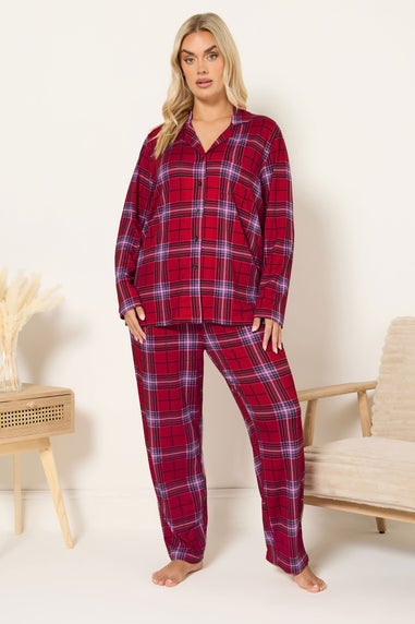 Yours Curve Red Check Soft Touch Pyjama Set