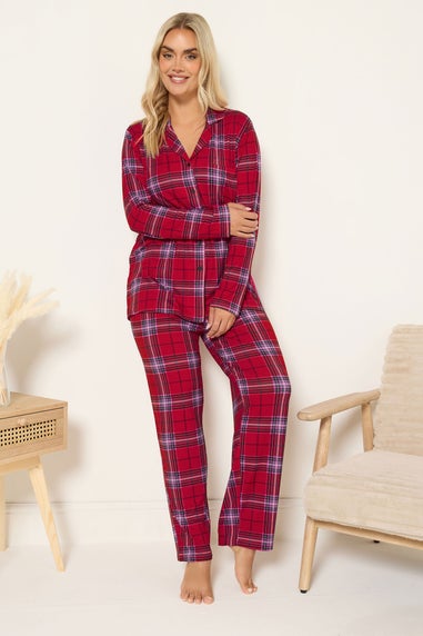 Yours Curve Red Check Soft Touch Pyjama Set
