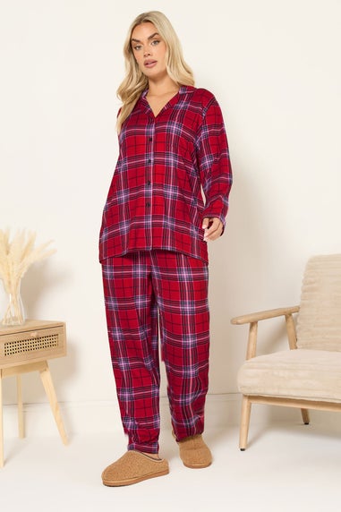 Yours Curve Red Check Soft Touch Pyjama Set
