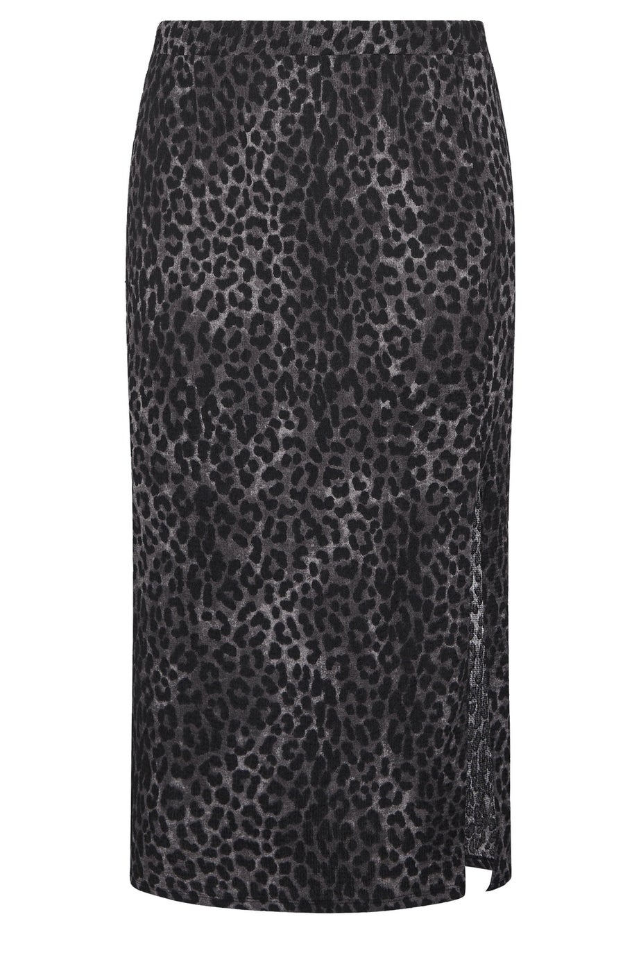 Yours Curve Grey Leopard Print Textured Tube Skirt