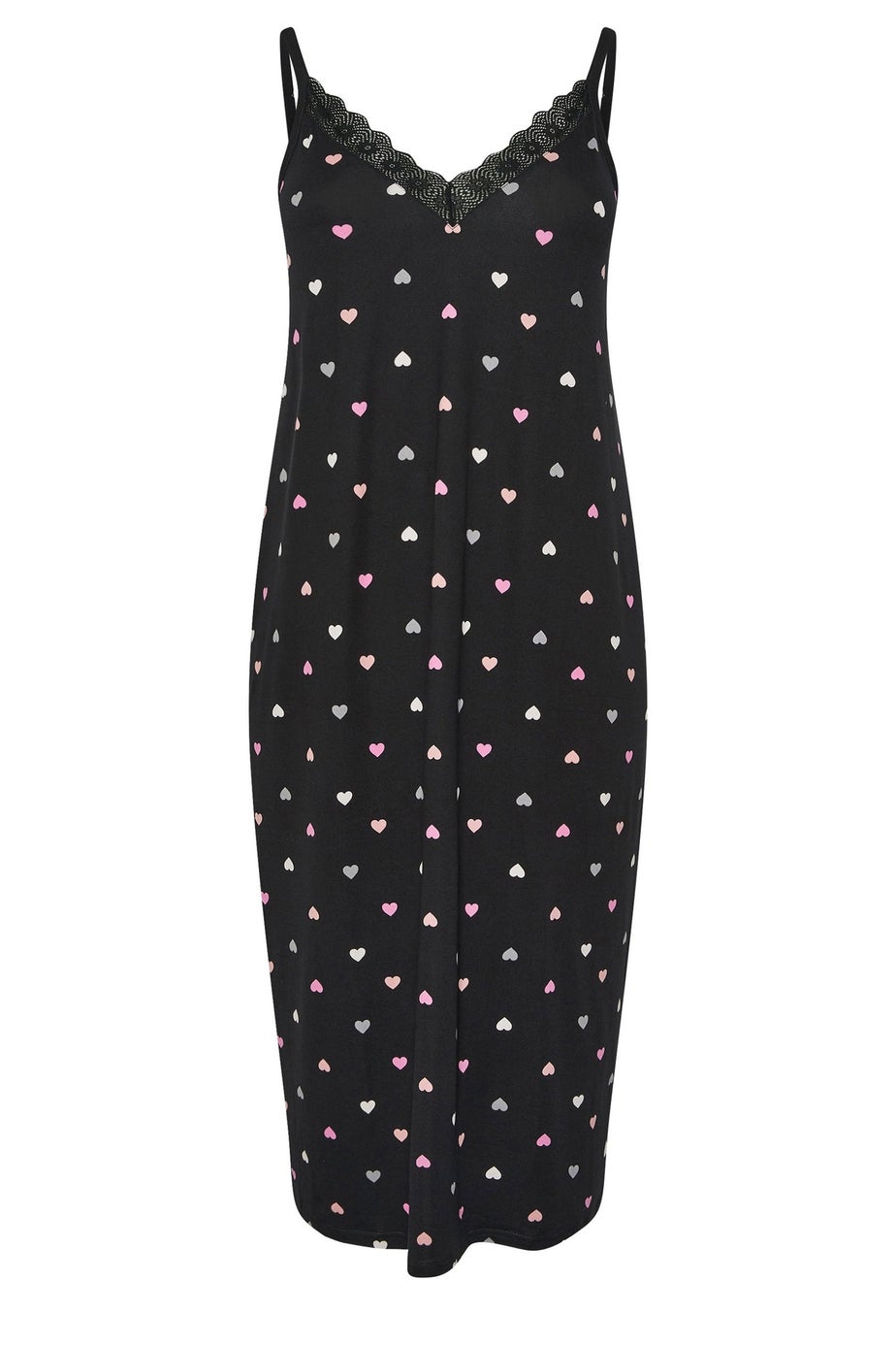 Yours Curve Black Heart Soft Touch Chemise Nightdress