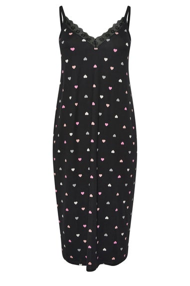 Yours Curve Black Heart Soft Touch Chemise Nightdress