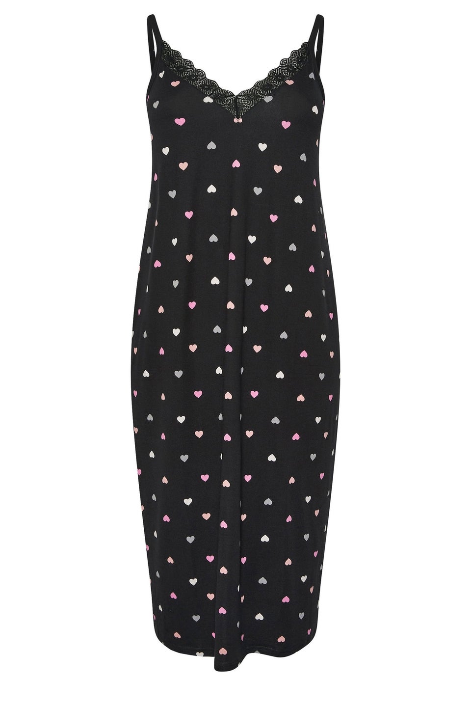 Yours Curve Black Heart Soft Touch Chemise Nightdress