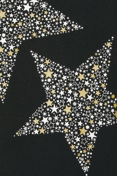 Yours Curve Black Star Soft Touch Placket Nightdress