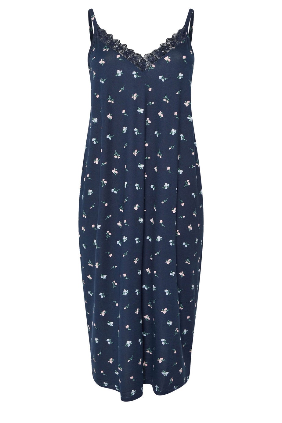 Yours Curve Navy Blue Floral Soft Touch Chemise Nightdress