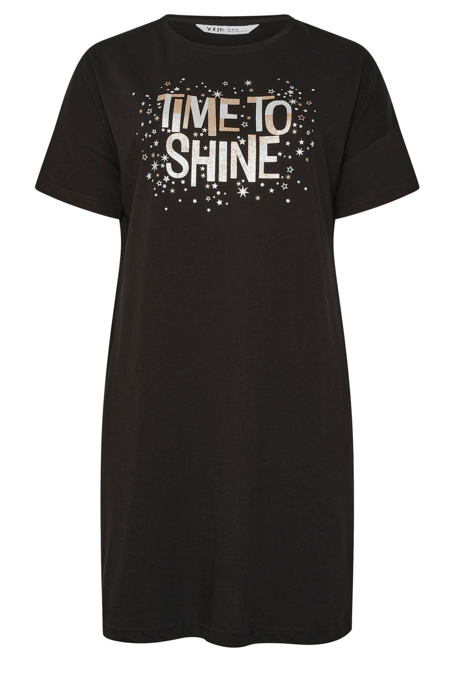 Yours Curve Black 'Time To Shine' Sleep Tee Nightdress