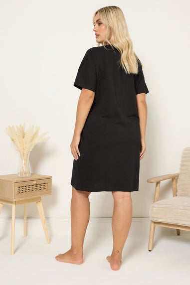 Yours Curve Black 'Time To Shine' Sleep Tee Nightdress