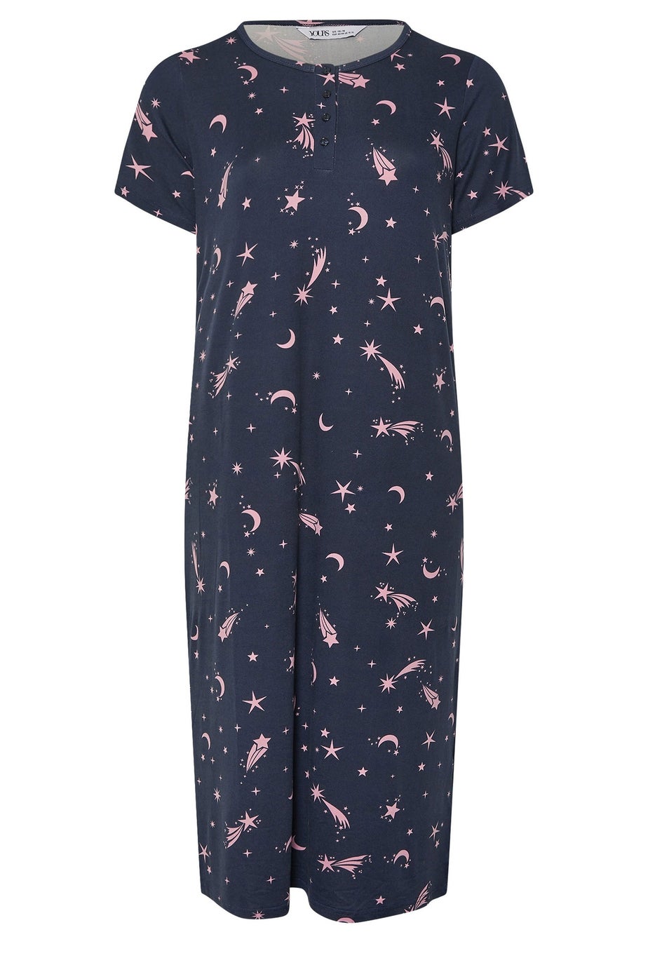 Yours Curve Navy Blue Star Soft Touch Placket Nightdress