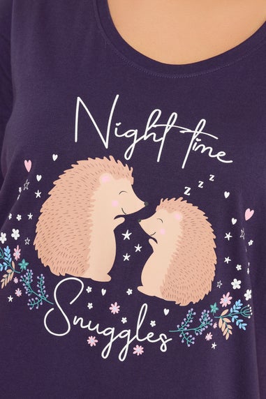 Yours Curve Purple 'Nighttime Snuggles' Hedgehog Nightdress