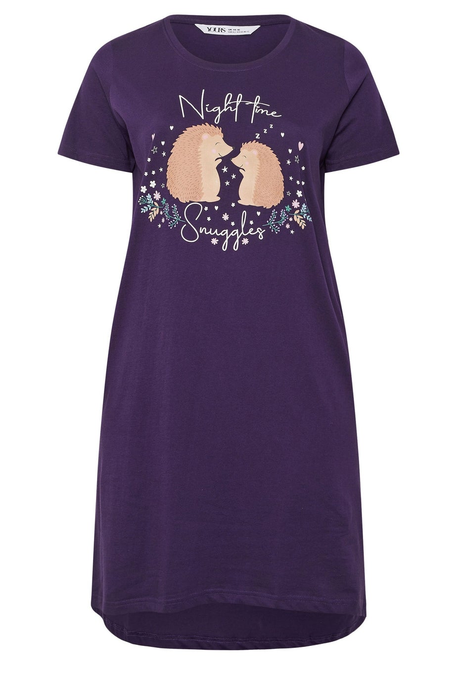 Yours Curve Purple 'Nighttime Snuggles' Hedgehog Nightdress