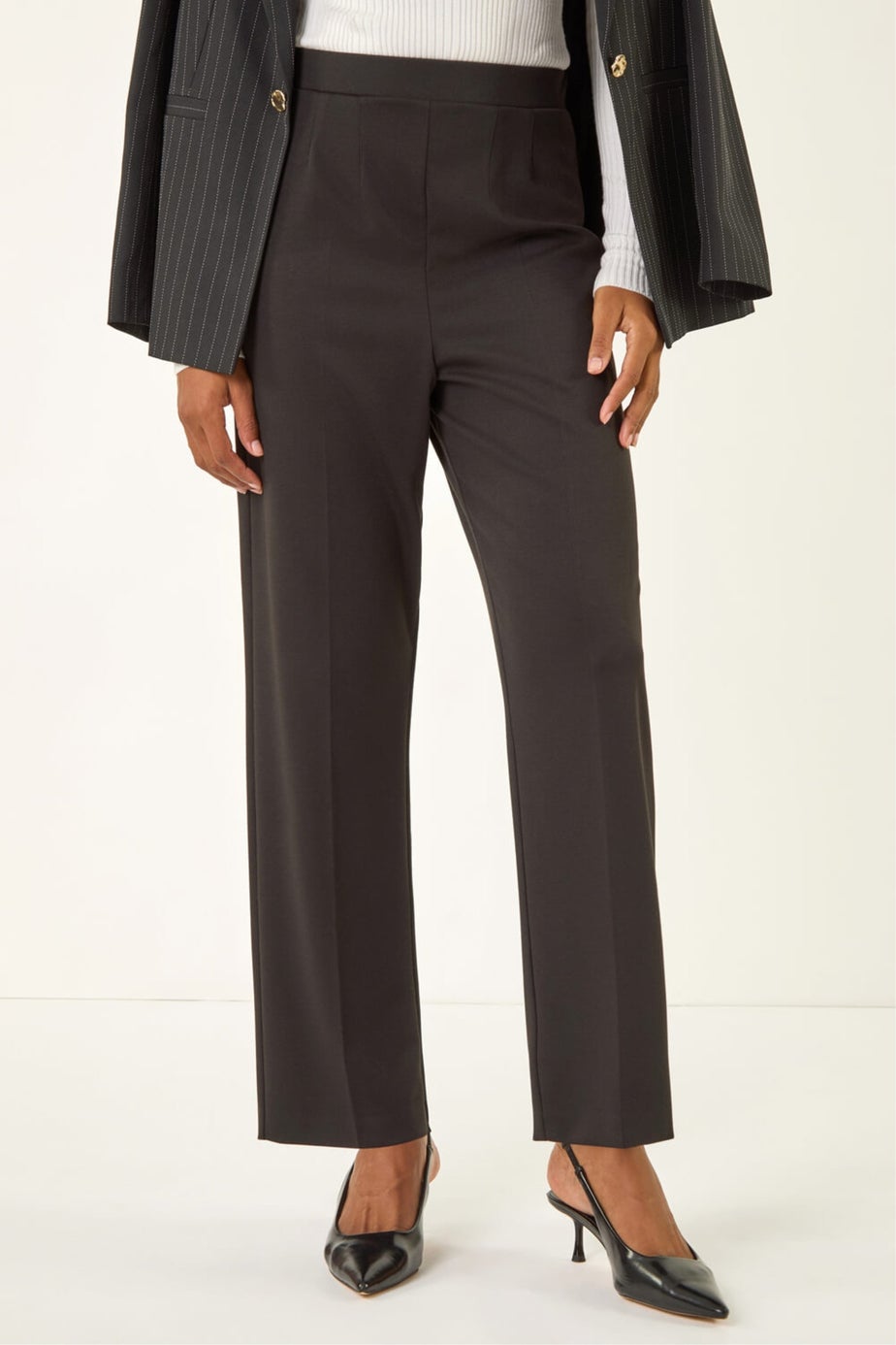 Roman Black Straight Leg Ponte Trouser