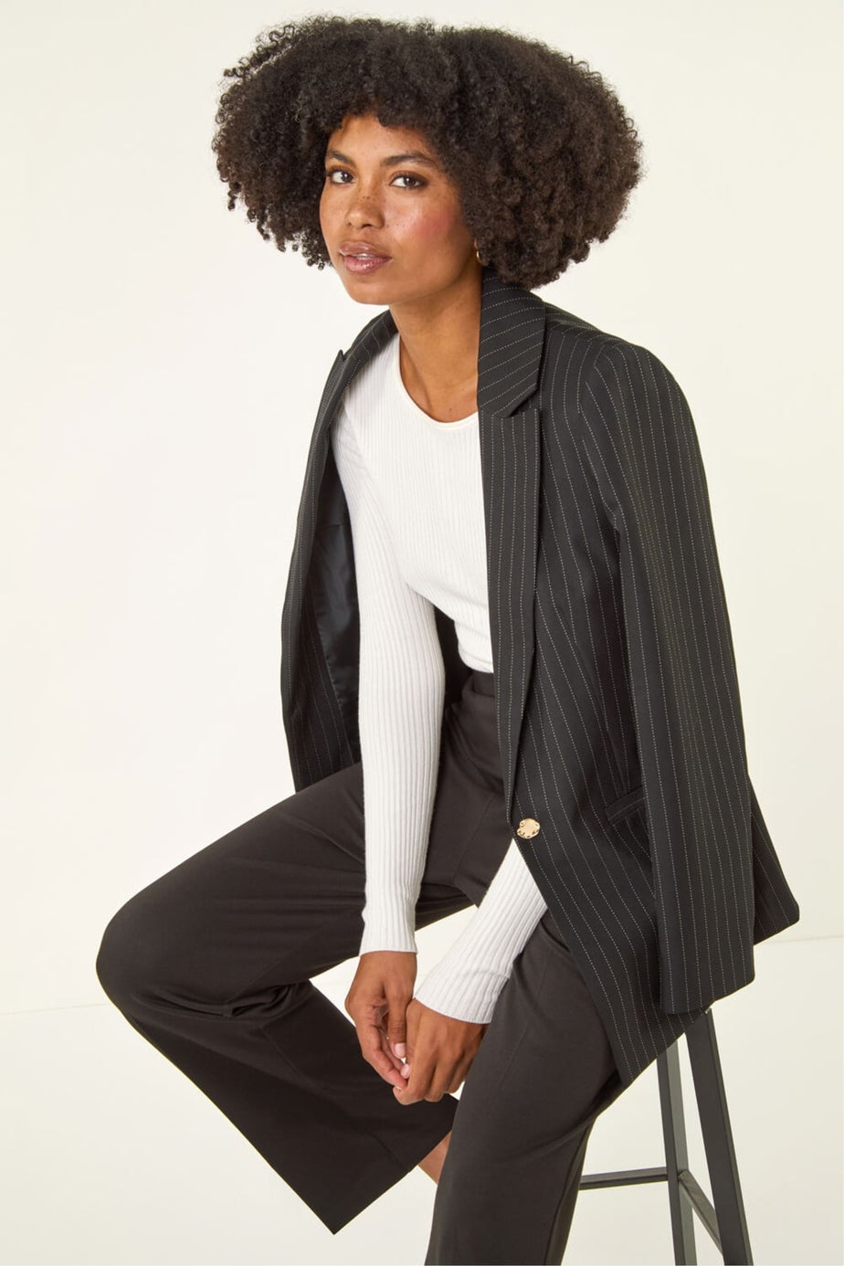 Roman Black Straight Leg Ponte Trouser