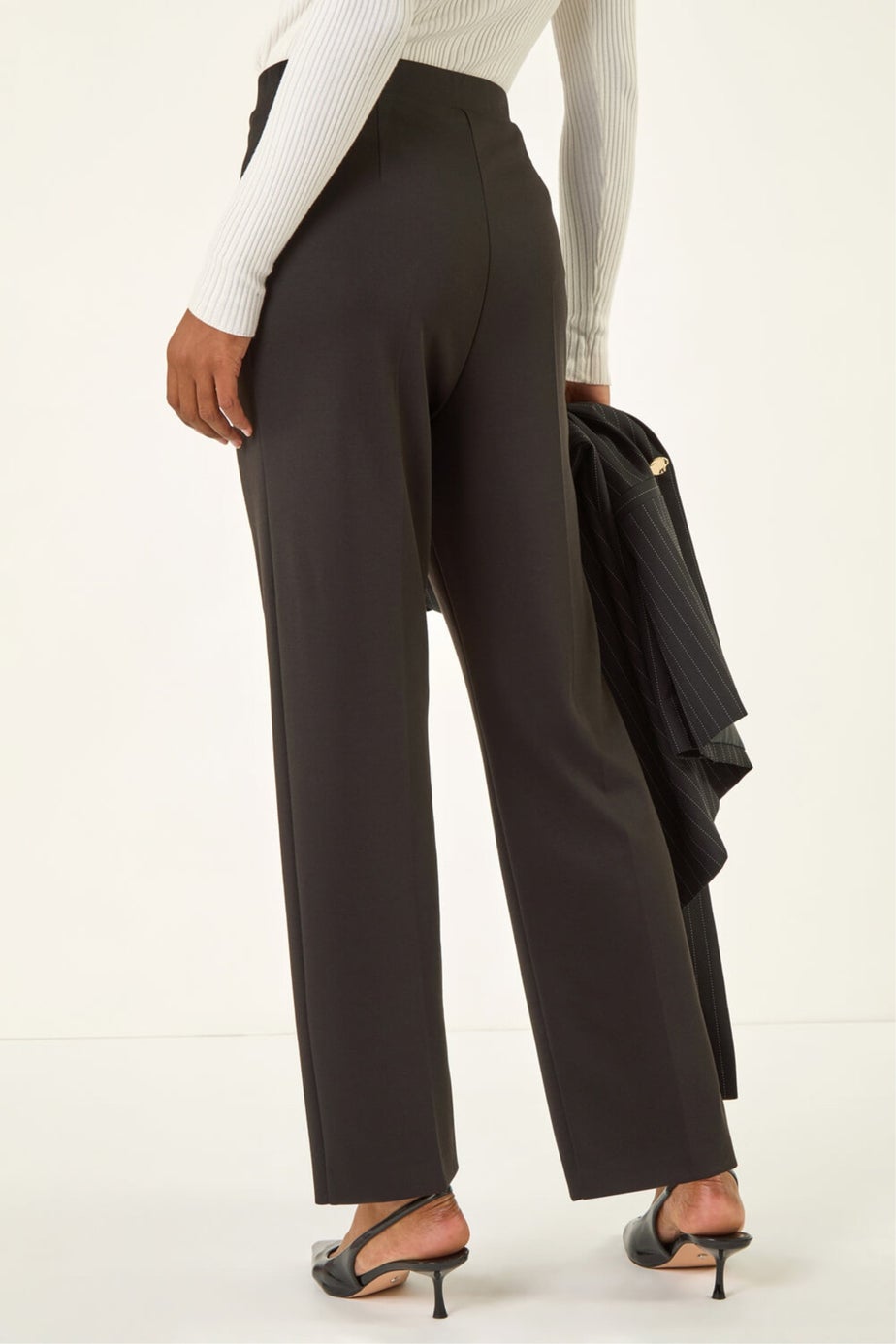 Roman Black Straight Leg Ponte Trouser