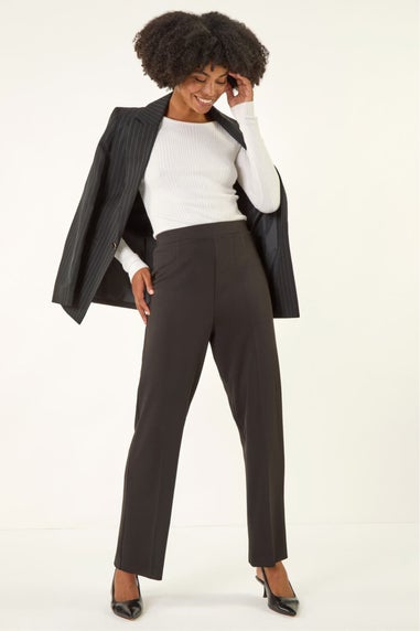 Roman Black Straight Leg Ponte Trouser