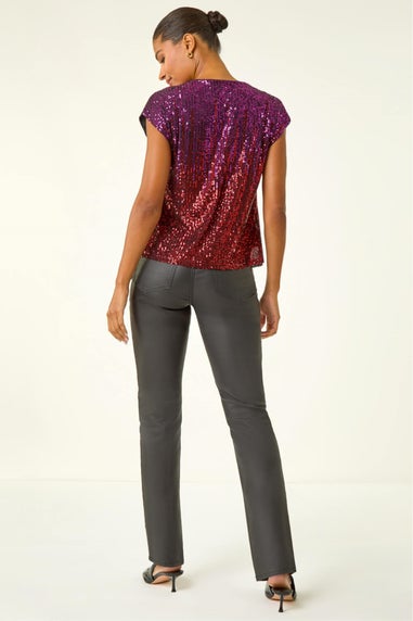 Roman Cerise Ombre Sequin Tunic Top