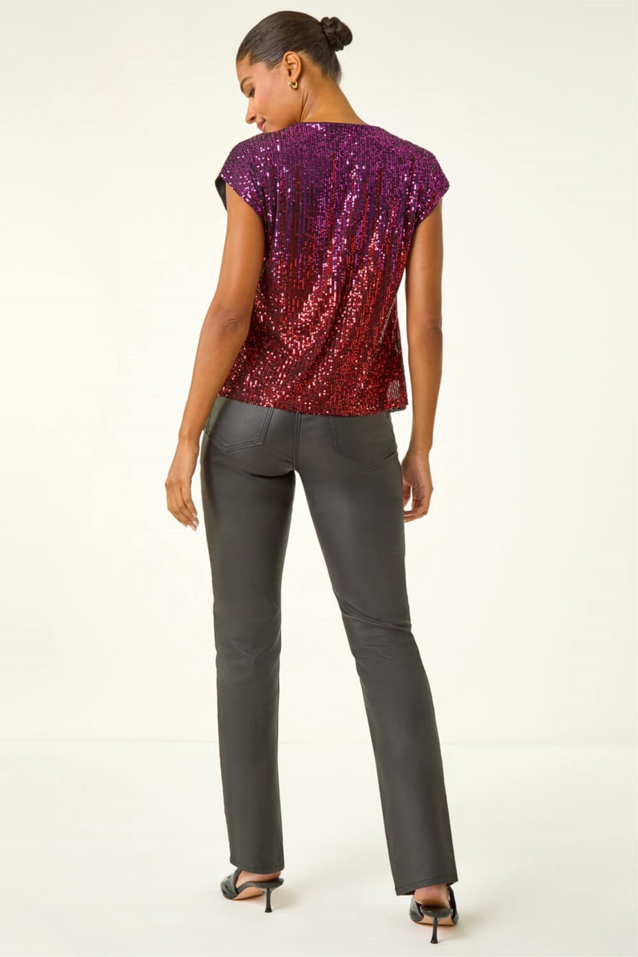 Roman Cerise Ombre Sequin Tunic Top