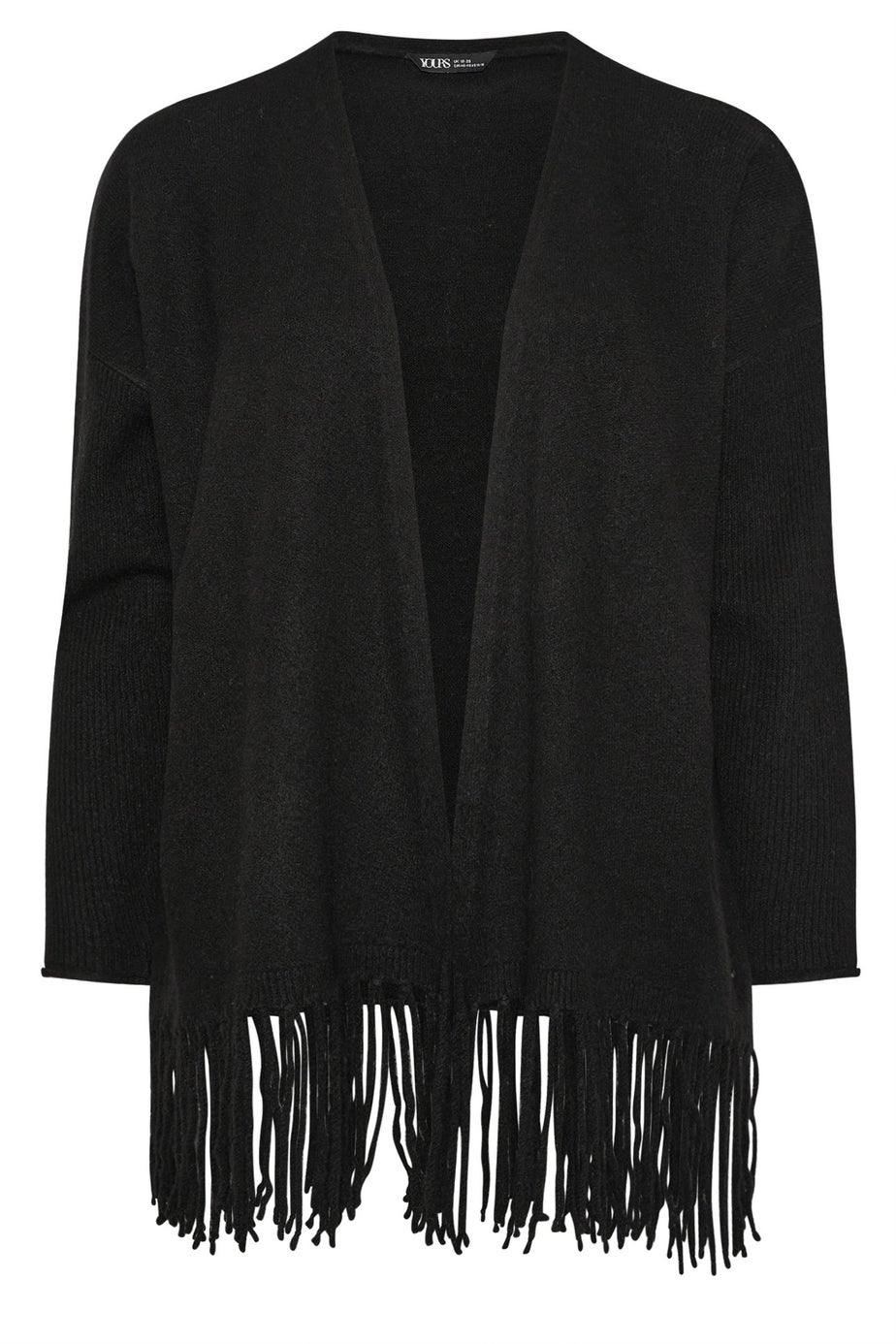 Yours Curve Black Fringe Hem Cardigan