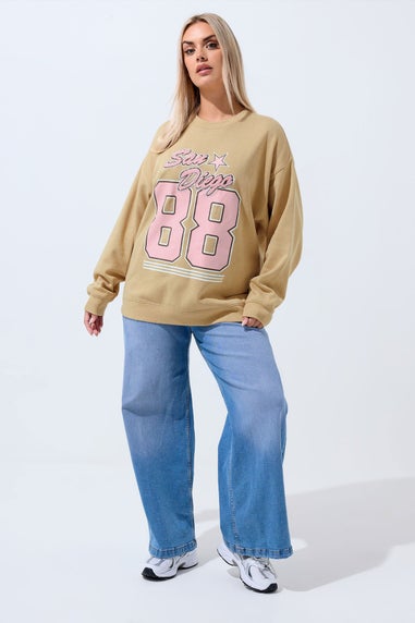 Yours Limited Curve Beige Brown 'San Diego 88' Sweatshirt
