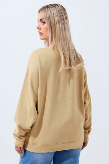 Yours Limited Curve Beige Brown 'San Diego 88' Sweatshirt