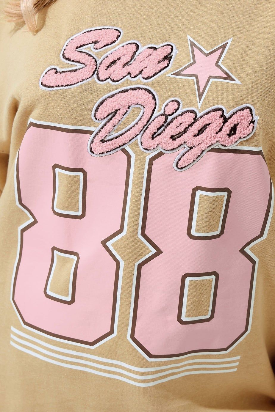 Yours Limited Curve Beige Brown 'San Diego 88' Sweatshirt