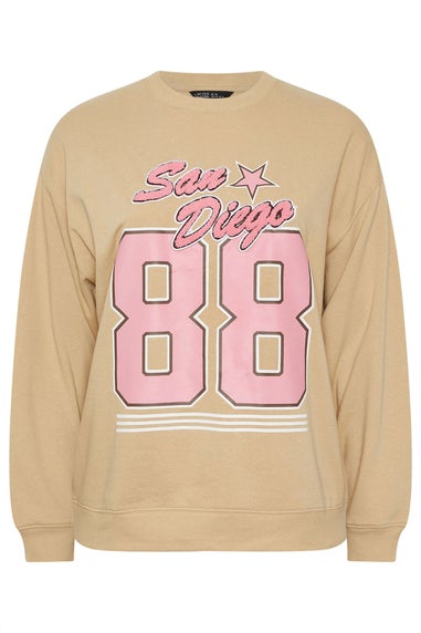 Yours Limited Curve Beige Brown 'San Diego 88' Sweatshirt