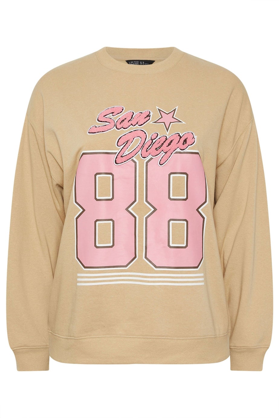 Yours Limited Curve Beige Brown 'San Diego 88' Sweatshirt