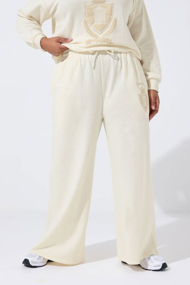 Yours Limited Curve Cream 'New York' Wide Leg Joggers