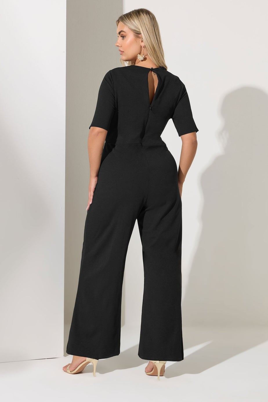 Yours London Curve Black Sweetheart Neck Jumpsuit