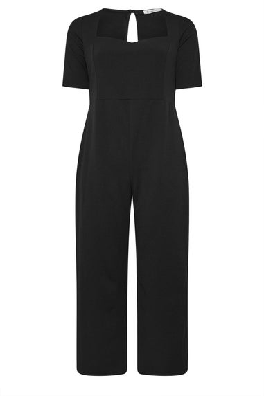 Yours London Curve Black Sweetheart Neck Jumpsuit