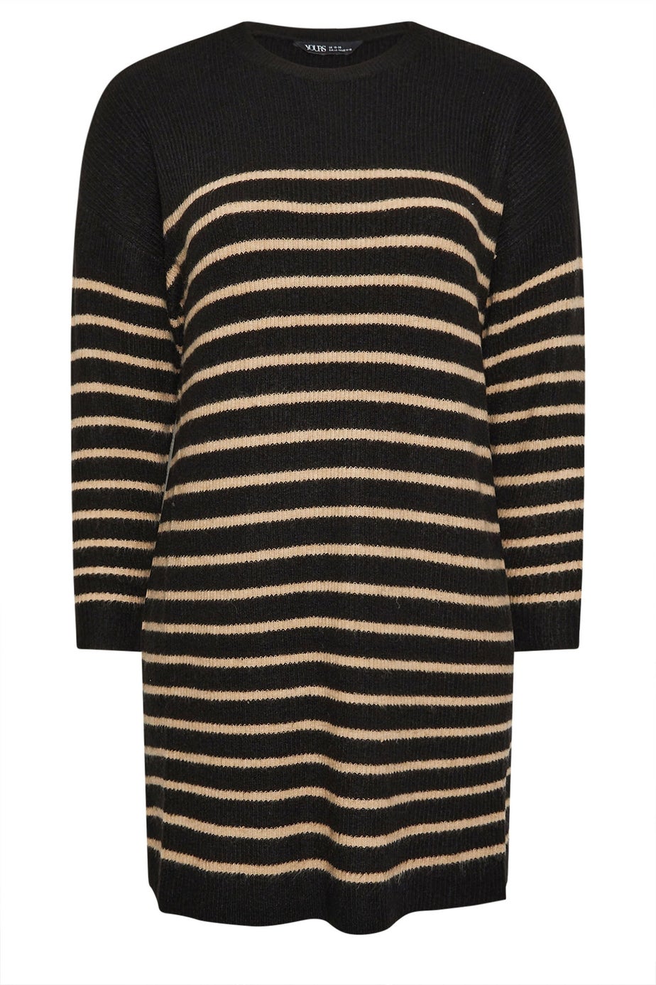 Yours Curve Black Striped Knitted Jumper Dress