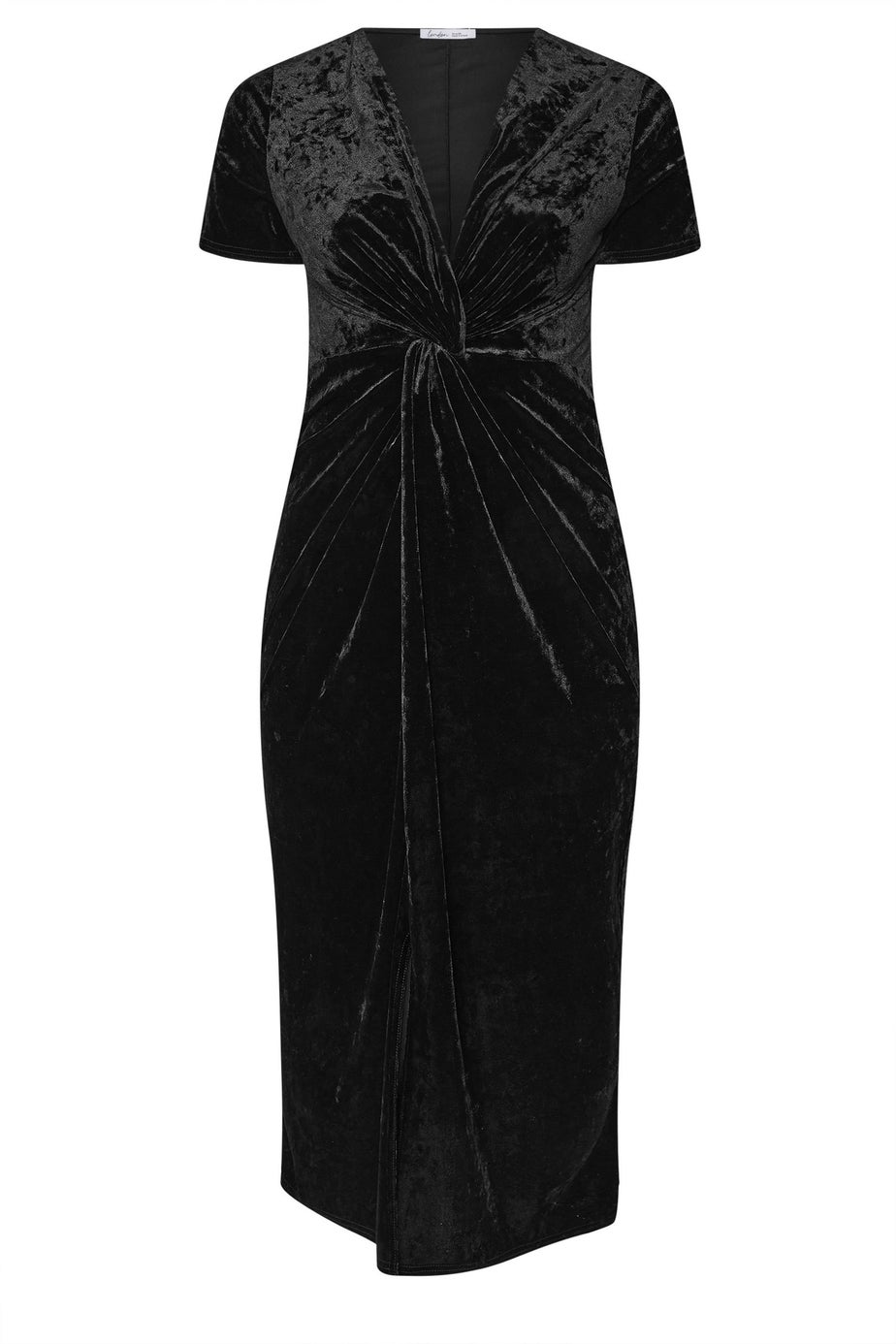 Yours London Curve Black Velvet Knot Maxi Dress