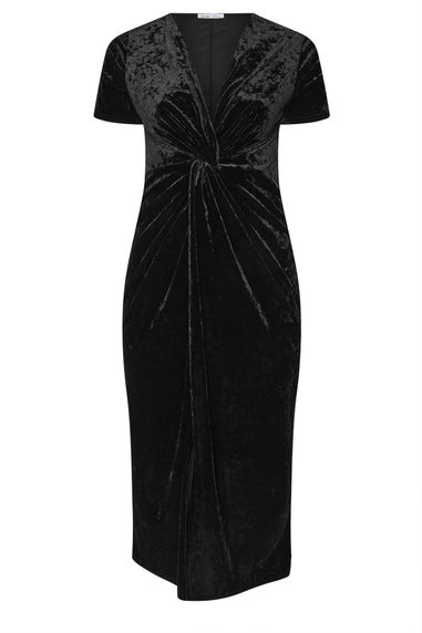 Yours London Curve Black Velvet Knot Maxi Dress